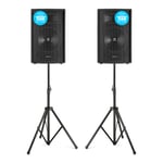 Pair of Vonyx 10" Passive DJ PA Speakers with Stands 500W Mobile Disco Set