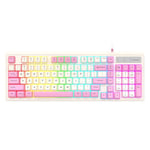 K-Snake Wired E-Sports Keyboard Mouse Mechanical Feel 98 Key Desktop Computer Notebook Keyboard, Style: Single Keyboard (Pink)
