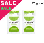 Schmidt's Bergamot Lime Natural Deodorant Stick Aluminum Free 2 x 75g