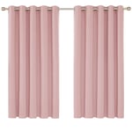 Deconovo Pink Blackout Curtains Bedroom Thermal Insulated Eyelet Curtains for Living Room 66 x 54 Inch Coral Pink 1 Pair