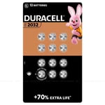 Duracell Speciality CR2032 Lithium Coin Ring Size Long Battery Pack 12 Batteries