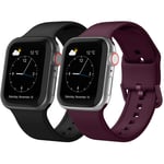 Adepoy Compatible with Apple Watch Bands 45mm 44mm 42mm 41mm 40mm 38mm, Soft Silicone Sport Wristbands Replacement Strap with Classic Clasp for iWatch Series 7 SE 6 5 4 3 2 1 for Women Men, 2 Pack