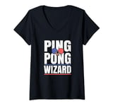 Womens Ping Pong Wizard Player Champion TShirt Office Table Tennis V-Neck T-Shirt