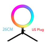 Suudada Colorful Color-Changing Led Lights Fill The Housing Of The Ring Light Photography Stand In Real Time, With A Remote Control For Youtube Photography-China_26Cm Us Plug