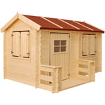 Cabane enfant exterieur 2.63m2 - Maisonnette en bois pour enfants - Cabane bois enfant 241x184xH151cm - Maison enfant exterieur Timbela M503
