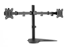 NÖRDIC Monitorarm bordsställ i stål för dubbla skärmar 17-32 tum lutbar och vridbar svart skärmfäste