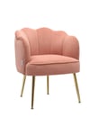 Pink Matte Velvet Petal Backrest Tub Armchair with Golden Metal Legs
