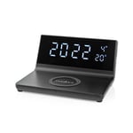 Nedis Väckarklocka med trådlös laddning 15W, USB A, 2 Larmtider - Svart