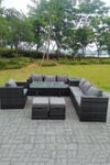 7 Seater Grey Rattan Corner Sofa Set 2 Table Armchair Footstool Garden Furniture Outdoor