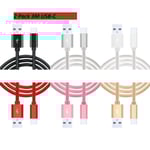 2 Pack 3m USB-C laddare till Samsung S10, S10E, S10 Plus Vit