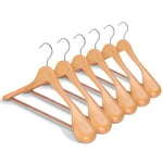 HOUSE DAY Super Strong Wooden Coat Hangers, Heavy Duty Natural Wood Hangers, Wide Shoulder Suit Hangers with Non-Slip Pants Bar for Trouser, 360° Swivel Hook