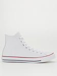 Converse Mens Leather Hi Top Trainers - White, White, Size 8, Men