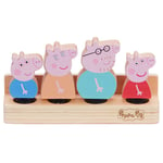 Peppa Pig Wooden Family Figures with Stand - Peppa, George, Mummy & Daddy Pig