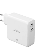DELTACO USB-C väggladdare med inbyggd powerbank 9600 mAh, vit