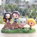 4st/ Set Q-version Demon Slayer Sittande docka Actionfilmmodell white