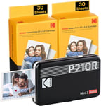 KODAK P210R Mini 2 Retro, Photo Printer + 68 Sheets, Black 