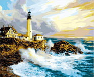 LUOYCXI DIY digital painting adult kit canvas painting bedroom living room decoration painting seaside cottage-40X40CM