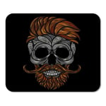 Mousepad Computer Notepad Office Drawn Red Dead Hipster with Beard and Mustache Human Skull Made of Flowers Hand Body Home School Game Player Computer Worker Inch