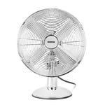 GEEPAS 12'' Chrome Metal Desk Fan – Electric Fan with 3-Speed, 4 Pieces Aluminum Blades - Oscillating Metal Table Fan - Ideal for Home and Office Use – 2 Years Warranty
