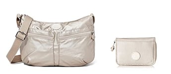 Kipling Izellah Women’s Cross-Body Bag, Silver (Metallic Glow), 33x23x12 Centimeters (B x H x T) Tops Women’s Wallet, Silver (Metallic Glow), 7.5x10x2.5 Centimeters (B x H x T)