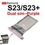 S23(Plus-2sim-Violet-Support de carte Sim pour Samsung Galaxy, plateau simple + double, pièces de rechange