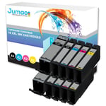 Lot de 10 Cartouches noirs (27 Ml) et couleurs (12,5 Ml) compatibles pour Canon PIXMA TR7550 TR8550 TS6150 - Jumao -