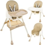 Jardibricodeco - Chaise haute bébé table pliable réglable 5 points beige