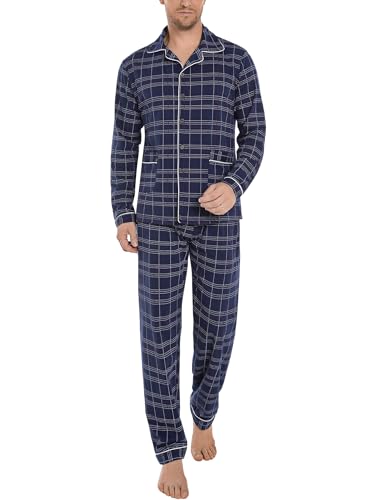 JINSHI Lot De 2 Bas De Pyjama Homme Coton Long Pantalon De Pyjama à Carreaux Vêtements De Nuit De Détente Pantalon Maison Avec Poches 27C Taille XL