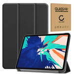 subtel® Book Tablet Case with Stand Compatible for Apple iPad 12,9 (2020) - A2229, A2233 Synthetic Leather Protective Folding Flip Folio Wallet Tri Fold Bookcase Cover Sleeve - Black