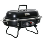 Outsunny Foldable 2 Burner Gas BBQ Grill w/ Burners for Camping Black