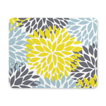 Dahlia Pinnata Flower Yellow Gray and Light Blue Rectangle Non Slip Rubber Comfortable Computer Mouse Pad Gaming Mousepad Mat for Office Home Woman Man Employee Boss Work