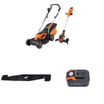 Yard Force 40V 32cm Cordless Lawnmower Plus Cordless Grass Trimmer & Yard Force Blade for CORDLESS LAWNMOWERS 32cm BLADE & Yard Force 40V 2.5Ah Battery Pack for Yard Force 32cm Cordless