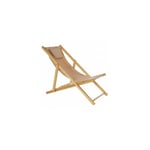Chaise longue pliante chilienne en bois et tissu marron - 57.5x113x77cm