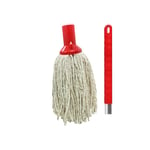 Janit-X PY 14 Colour Coded Mops & Handles 250g Red, Blue, Green, White & Yellow (Red Mop Head x 5, 1 Red Handle)