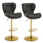 Adjustable Bar Stool Set of 2Leathaire Bar Chairs with Padded Seat