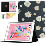 New iPad 2018/2017 9.7 Inch Case, iPad Air 2/1 Cover, Uliking Flower Pattern Skin Women Girls PU Leather Smart Case with Auto Sleep/Wake for Apple iPad 9.7" 5th and New 6th Generation, Little Daisy