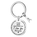 Rund nyckelbricka "To my son" - Silver