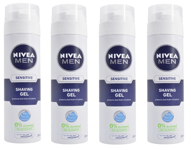 4 x Nivea Men Sensitive Skin Shaving Gel 200ml Chamomile & Witch Hazel Extract