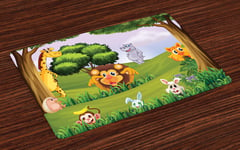 Zoo Place Mats Set of 4 Animals in Forest Safari