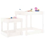 Sand Tables Sandpit Water Table Play 2 pcs White Solid Wood Pine vidaXL