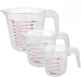 Youool Plastic Measuring Cups Jugs Set for Baker , Clear 1000/500/250 ml Measuring Cup Container Graduated Jug with Grip for Cooking Barking Kitchen Lab (1000/500/250 ml)
