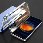 Double-Sided Buckle Magnetic Clear Case for iPhone Shockproof, Touch Sensitive Anti-Scratch 360° Full Body Protection Cover，For iPhone X/XS|Silver