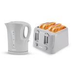 Geepas Kettle and Toaster Set 1.7L Rapid Boil Kettle & 4 Slice Toaster Grey