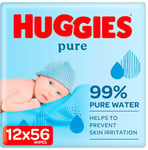 Huggies Pure, Baby Wipes, 12 Packs (672 Wipes Total) - Natural Wet Wipes for Sen