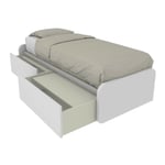 964C - Lit simple 80x190 avec tiroirs coulissants et têtes de lit personnalisables - blanc - blanc