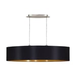 Pendant Light Colour Satin Nickel Shade Black Gold Fabric Bulb E27 2x60W