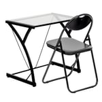 Glass Top Desk & Chair Set Black/Black