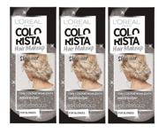 3  x L'OREAL COLORISTA TEMPORARY BLONDE HAIR COLOUR MAKEUP SHIMMER SILVER GOLD
