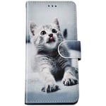 Felfy Compatible with Moto G8 Plus Phone Case PU Leather Protective Cover Cat Fashion Pattern Flip Wallet Case with Magnetic Stand Card Slots Shockproof Leather Cover for Moto G8 Plus