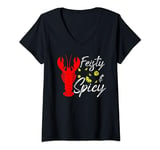 Womens Crawfish Funny Boil Cajun Feisty And Spicy V-Neck T-Shirt